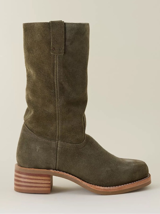Frye Shoes - Frye Campus 12R Boots Olive Suede